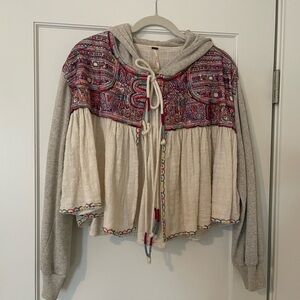 Free People Gray Textured Hoodie